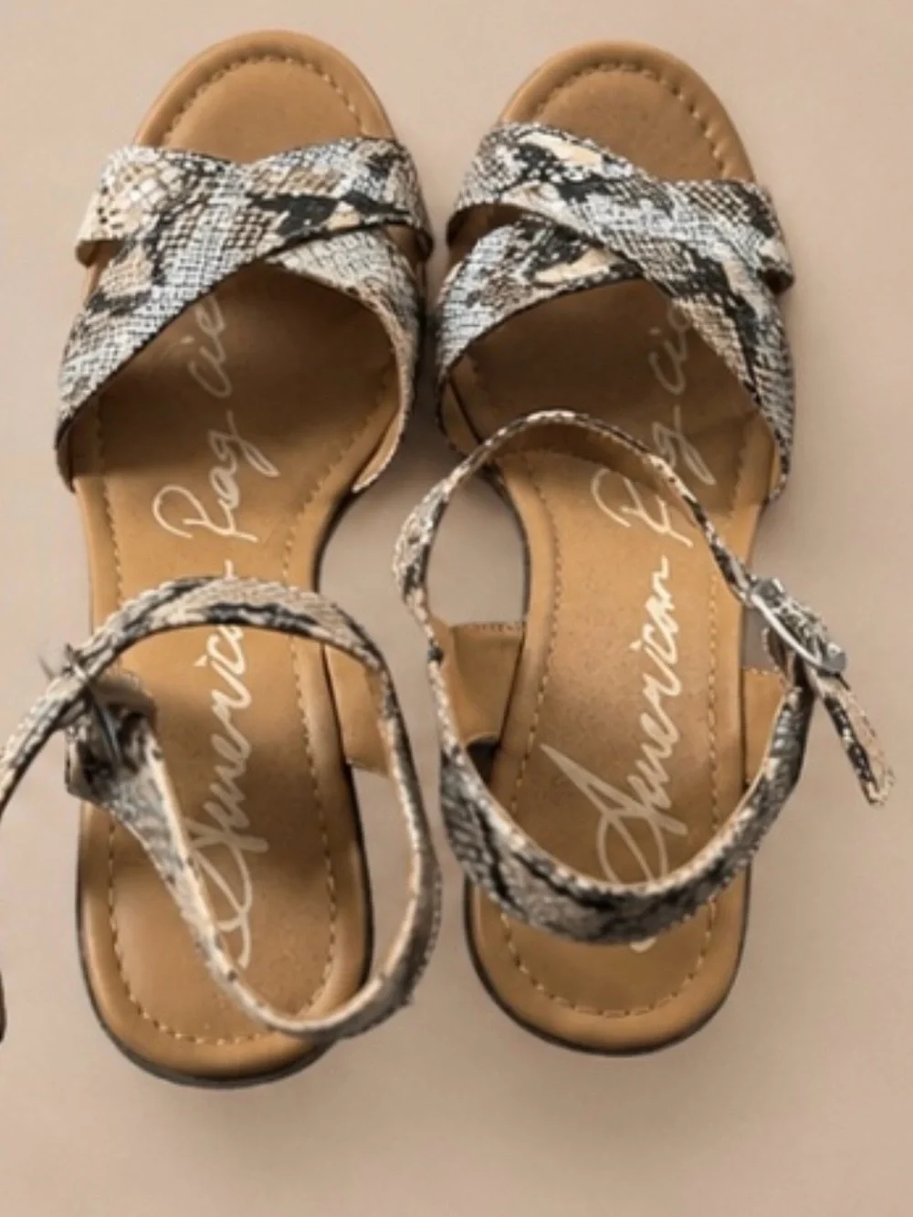 American Rag Cie Women's Snakeskin Cross-Strap Platform Pump Sandal